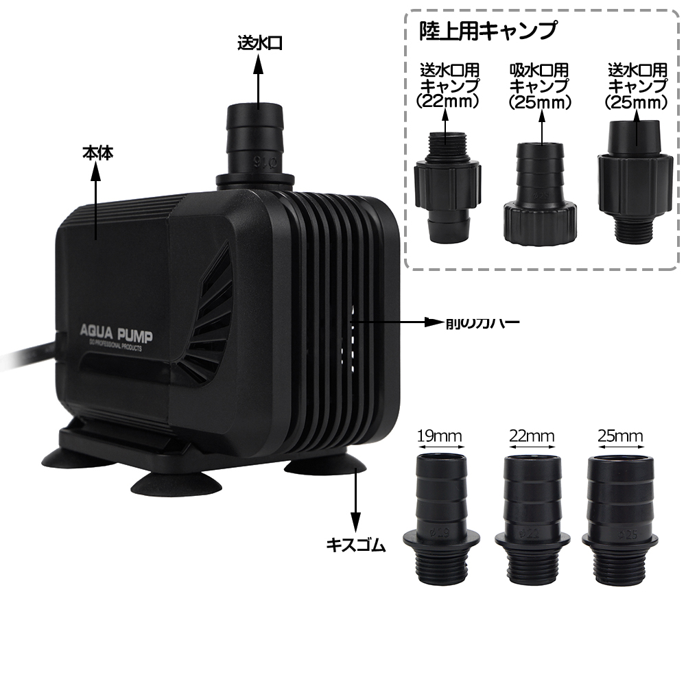 エルエンスタジオ 水中ポンプ 吐出量3000L/H 最大揚程2.8M 水陸両用 ミニポンプ 循環ポンプ 給水・排水ポンプ 潜水インストール 水族館給水  水槽水循環 静音設計 説明書付き (45W) - GuangZhou TaoTeng Trading CO.,LTD